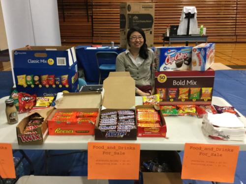 Computer Science Club's Julie Asato manning the snack booth!